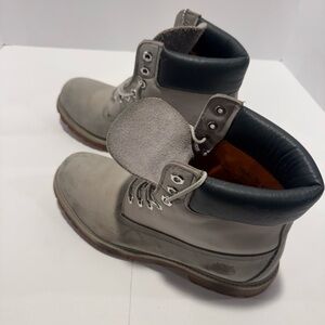 Timberland Waterproof Boots Mens 9 Gray Nubuck 6 Inch Premium Work Lace Up